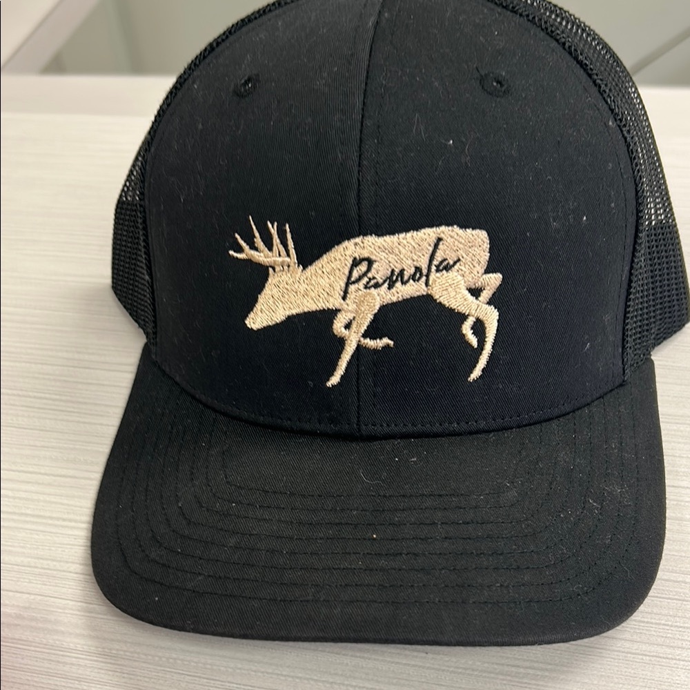 Black Mesh Trucker Hat with Deer Embroidery